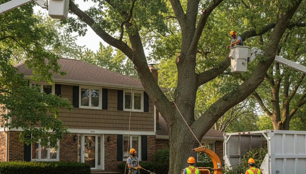 Tree service crew in Troy, MI providing professional tree removal and trimming services