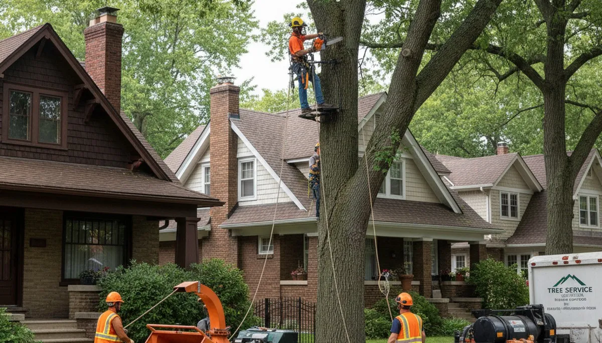 Tree service crew in Troy, MI providing professional tree trimming and removal services